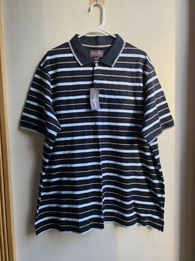 NWT Black Brown 1826 Black/Blue Striped Polo Shirt Big & Tall Size XXL
